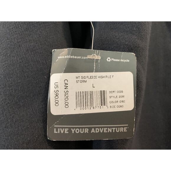 EDDIE BAUER 1/4 Zip Fleece Lined Pullover Sweatshirt Jacket Gray Men's Sz L Tall - Picture 13 of 14